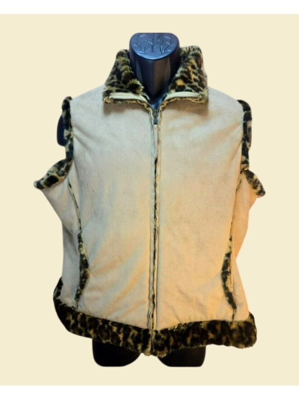 Cripple Creek Women's Faux Suede Full-Zip Jacket Small Leopard Trim